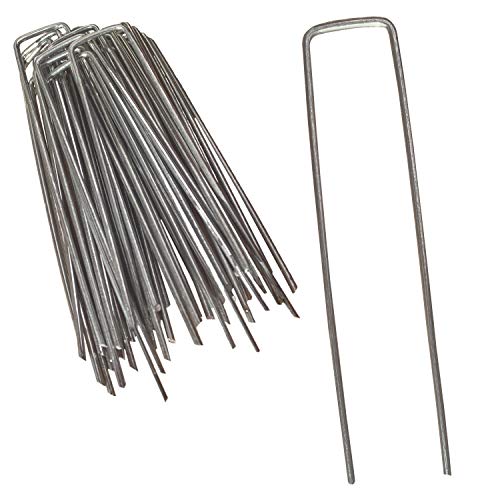 KRONLY 50 Stück Erdanker Stahl rostfrei - 150mm lang, 30mm breit, Ø 3mm Bodenanker für Unkrautvlies Erdnägel Cover