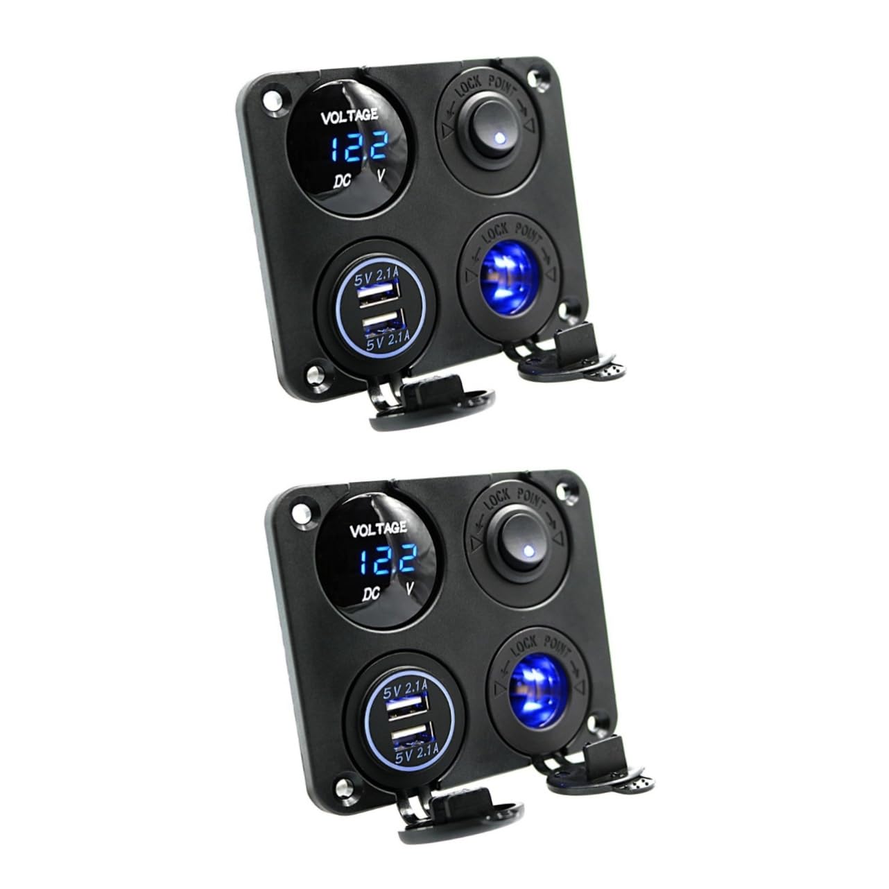 Hemobllo 2 Pezzi 4 1 Caricabatterie con Doppia Presa Usb Voltmetro a Led 12- V Caricabatterie Universale per Auto E Barca 2.1 a Presa Voltmetro Usb per Camper