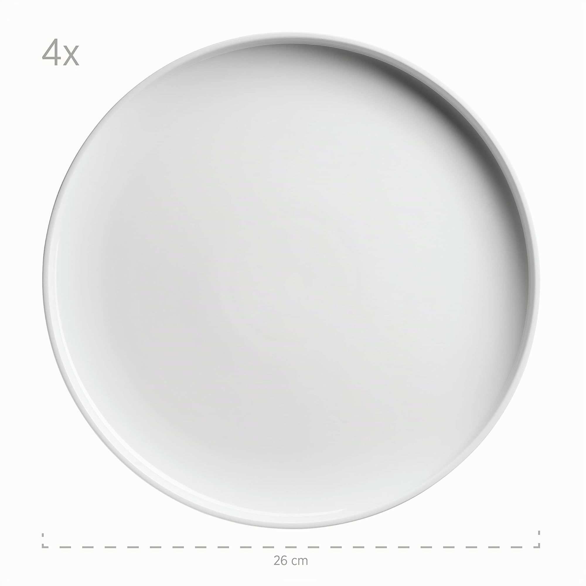 MÄSER Serie Vada, Modernes Teller Set für 4 Personen in robuster Gastronomie-Qualität, 12-teiliges Tafelservice in skandinavischem Design, Durable Porzellan, Weiß glänzend