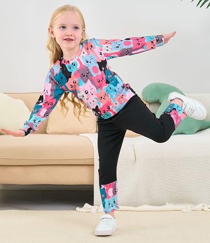 RETSUGO Little Girls 2 Piece Outfits Ruffle Sleeve Unicorn Sweatshirts Top and Leggings Set School Outfits Kids Clothing Set2