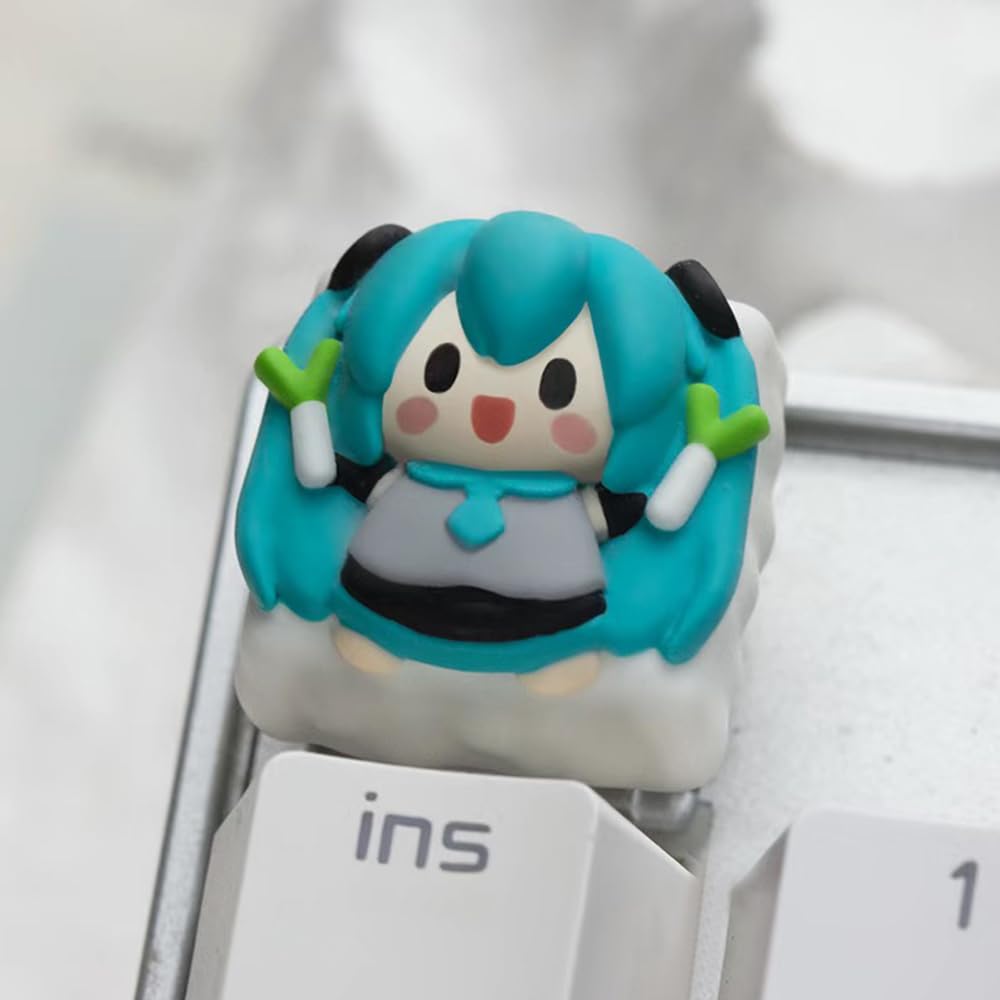 Anjinguang Miku Anime Tastenkappe - Hatsune Miku Kagamine Rin Len, Harz Keycap Für Mechanische Tastaturen