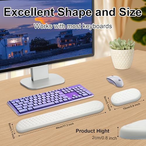 Keyboard Wrist Rest, EGOSKY Ergonomic Keyboard Pad with PU Leather and Memory Foam, Comfortable Computer Laptop Wrist Support, Keyboard Cushion for Typing Pain Relief (White) - Image 5