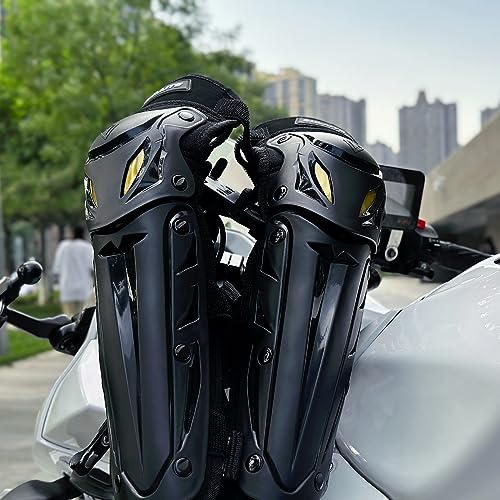Bluepistil 4 Pieces Motorcycle Knee Shake Guards Adjustable Elbow Guard Pads Crashproof Nonslip Knee Cap Pads Protector for Motocross Racing ATV Skating Protective Equipment