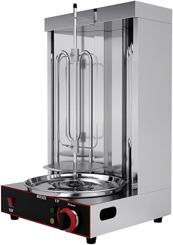 Shawarma Doner Kebab Machine Electric Kebab Grill Vertical Broiler Gyro Meat Rotisserie with 2 Burners Temperature Adjustment 50-300℃ for Commercial Home Kitchen,One Color-Gas