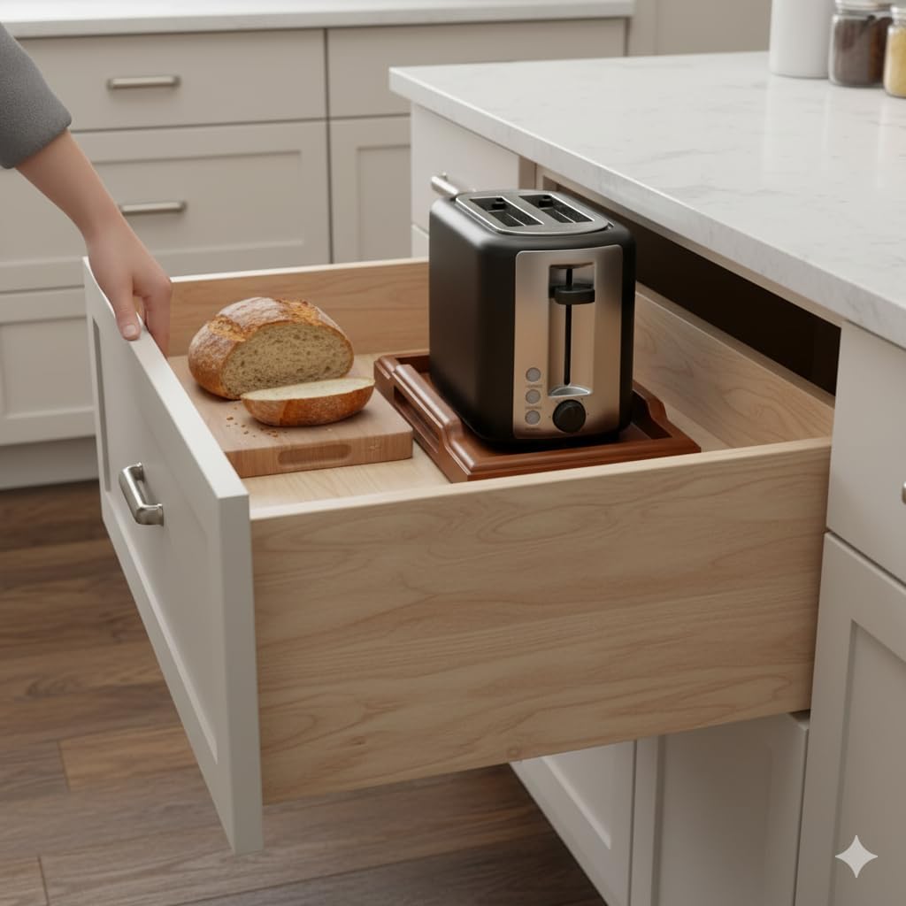 Toaster Crumb Catcher Tray for Under Toaster with Handles - Toaster Holder & Crumb Tray for Countertop, Kitchen Organizer to Catch Crumbs, Fits 2-Slice Toasters, Mess-Free Counter