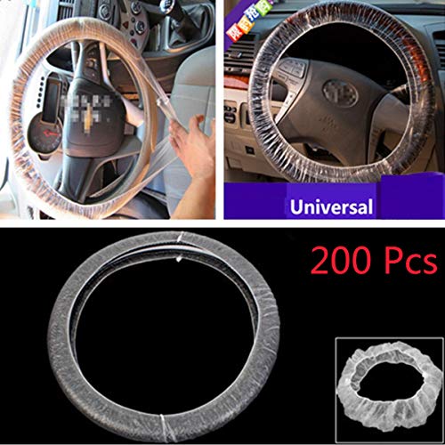 Nirananda - Juego de fundas para volante de coche (200 unidades, plástico), desechables universales, supergruesas Cover