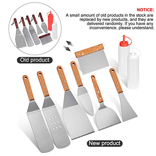 grilljoy 10PC Professional Griddle Spatula Set-Food Grade Stainless Steel Breakfast Kit-Grill Griddle Set for Flat Top Outdoor Cooking - Ideal