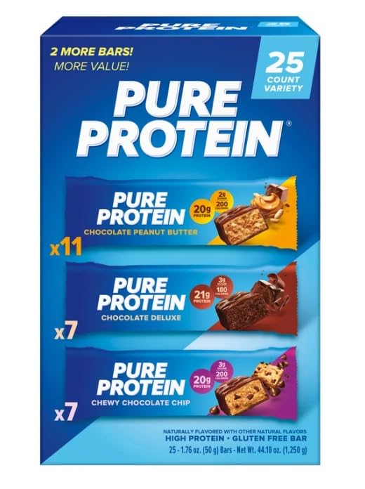Protein Bars, Variety Pack, 1.76 oz, 25-count