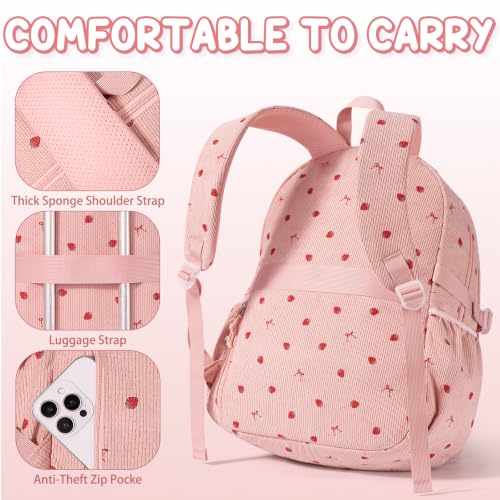 Fimibuke Corduroy Backpack for Girls, 3PCS Kids Backpack with Lunch Box by Fimibuke - Used condition - Image 5