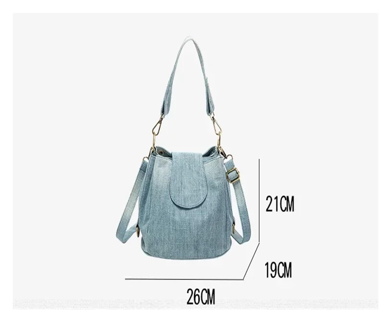 Borsa Jeans Donna Borsa a tracolla casual da donna in denim, borsa a secchiello, a viaggio blu