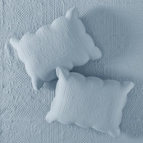 Madison Park MP13-8245 Quilt Set Damask Medallion Quilting With Scallop Edge, Cottage Coverlet thumb #2