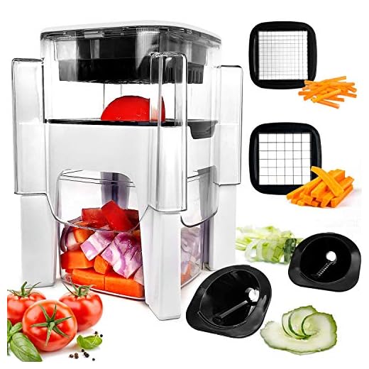 Vegetable Chopper, Fun Life 4 in-1 Food Chopper Cutter Slicer Dicer, Manual Veggie Slicer For Cutter, Dicer, Spiralizer For Onion, Garlic, Cabbage, Carrot, Potato, Tomato, Fruit, Salad
