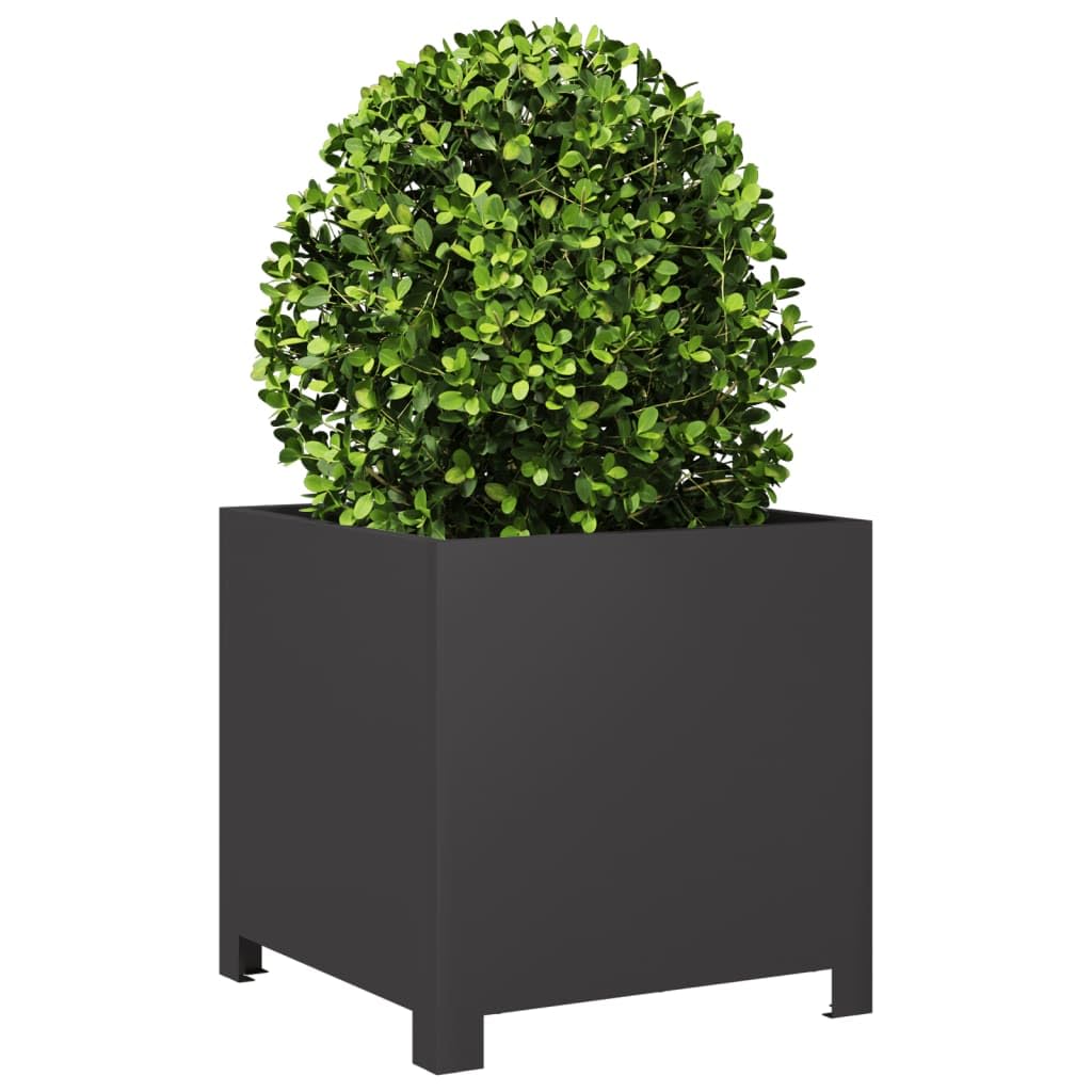 Set di 2 fioriere da 40 x 40 x 40 cm, in acciaio, quadrate, per giardino, balcone e terrazza, robusto vaso in metallo per piante, fiori ed erbe aromatiche