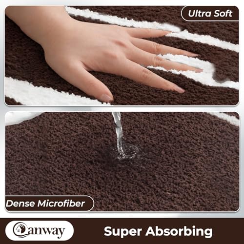 Image of CANWAY 1500 GSM |Pack of 2 | 60x40 cm| Microfiber Anti-Skid Bathroom Door Mat | Ultra Soft Plush & Super Absorbent | Quick-Dry, Washable Floor Rug for Bathroom & Door |Coffee
