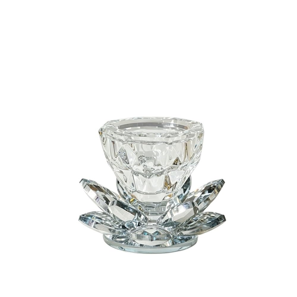 Huffa Silver Crystal Lotus Incense Burner Candle Holder For Wedding Table Decor