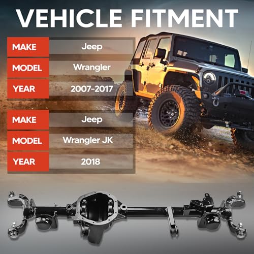 68017174AC Front Axle Housing Assembly Fit for Jeep Wrangler 2007-2017, Jeep Wrangler JK 2018, Fit for Dana 44 only, Replace OE 68017174AC, 68017174AA, 68017174AD - Image 3