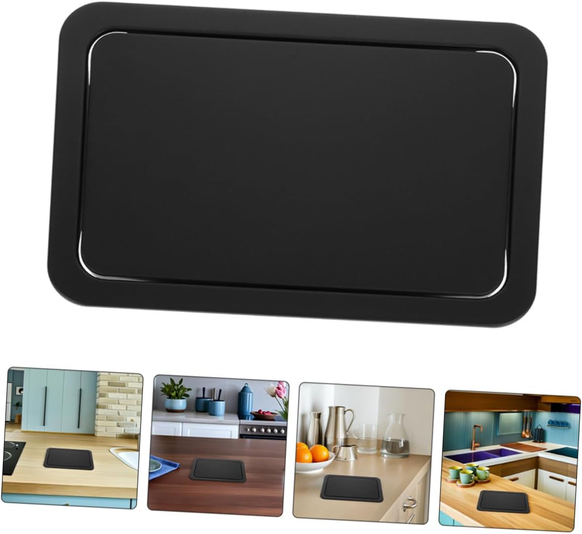 FAVOMOTO 2pcs Rectangular Recessed Garbage Can Lid Replacement, Stainless Steel Countertop Trash Chute Flap Cover for Kitchen and Bathroom Sink Waste Bin