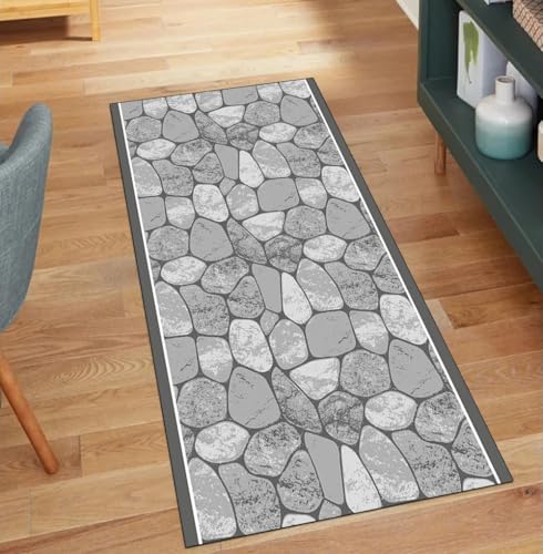 Alfombra de pasillo larga gris 110 x 120 cm de pelo corto 2
