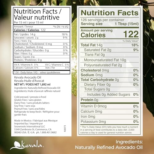 Kevala Avocado Oil, Cold Pressed | Neutral Flavour for High Heat Cooking & Skincare | Multipurpose Vegan Oil | NonβGMO & Kosher Certified | 1.89 L / 64 Fl Oz