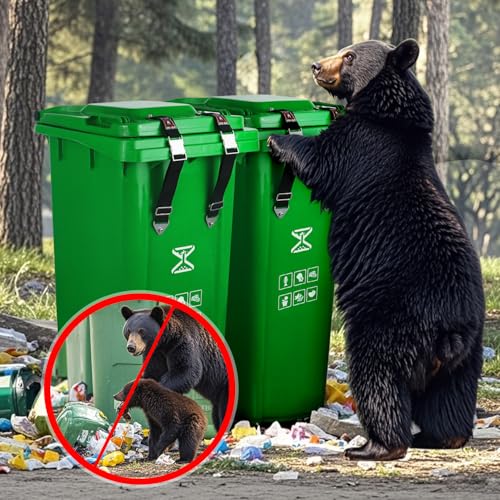 Slogpith BEAR PROOF TRASH CAN LOCKS Trash Can Lid Lock,2 Pack Secure Garbage Can Lock For Animals,Adjustable Bear Proof Trash Can Lock thumb #1