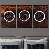 3 Piece Framed Canvas Wall Art Coffee Canvas Prints Home Artwork Decoration for Living Room,Bedroom - 16