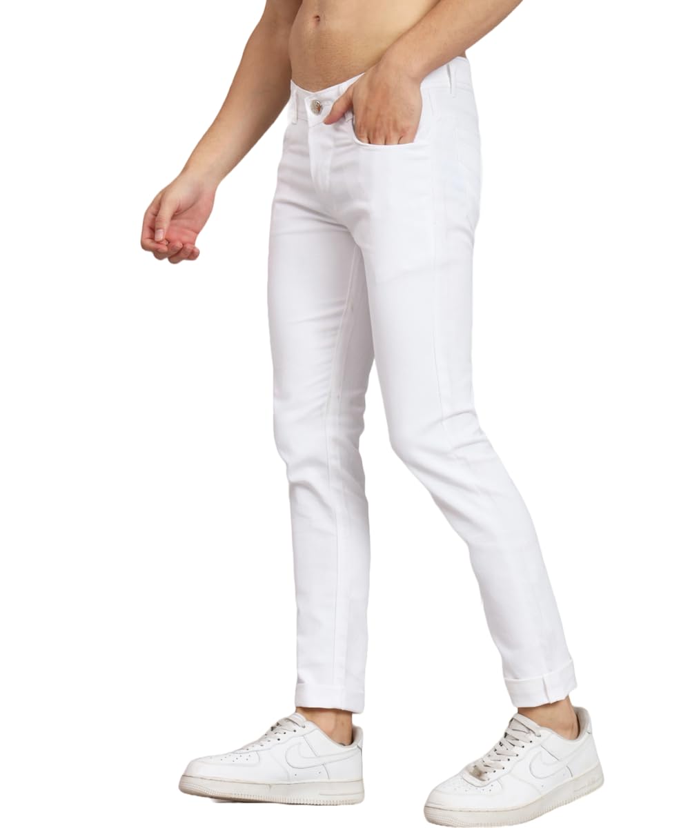 comfits Men's White Plain Fit Jeans, Regular Fit (in, Numeric, 34, Regular, White)-picture-40