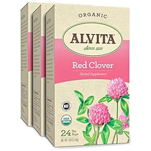 Alvita Organic Red Clover Herbal Tea – Made with Premium Quality Organic Red Clover Blossoms, With Dried Sweet Grass Flavor, 72 Tea Bags (3 Pack)