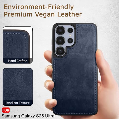 Image of TheGiftKart Genuine Leather Finish Back Cover Case for Samsung Galaxy S25 Ultra 5G | Shockproof Design | Camera & Screen Protection | Stunning Minimalist Design Back Cover Case (Black, Blue)
