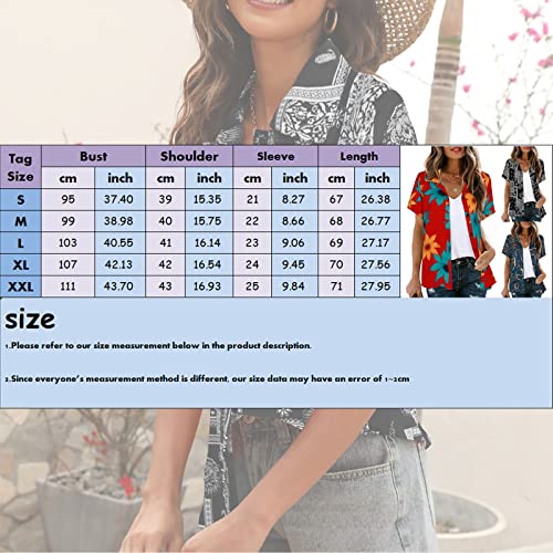 KAMEMIR Túnica feminina plus size casual blusa floral manga curta/longa Henley camisetas femininas,