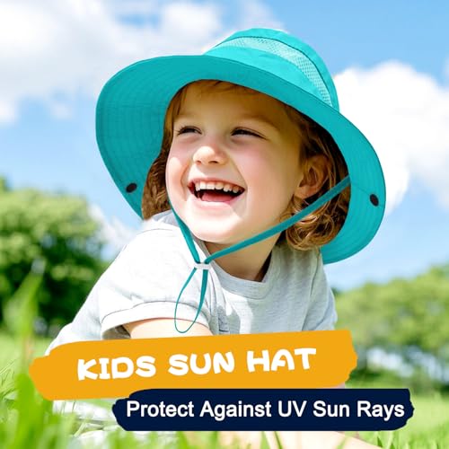 Image of Outdoor Kids Sun Hat for Boys Girls Wide Brim Mesh Bucket Hat UPF 50+ Sun Protection Breathable Summer Fishing Safari Hat