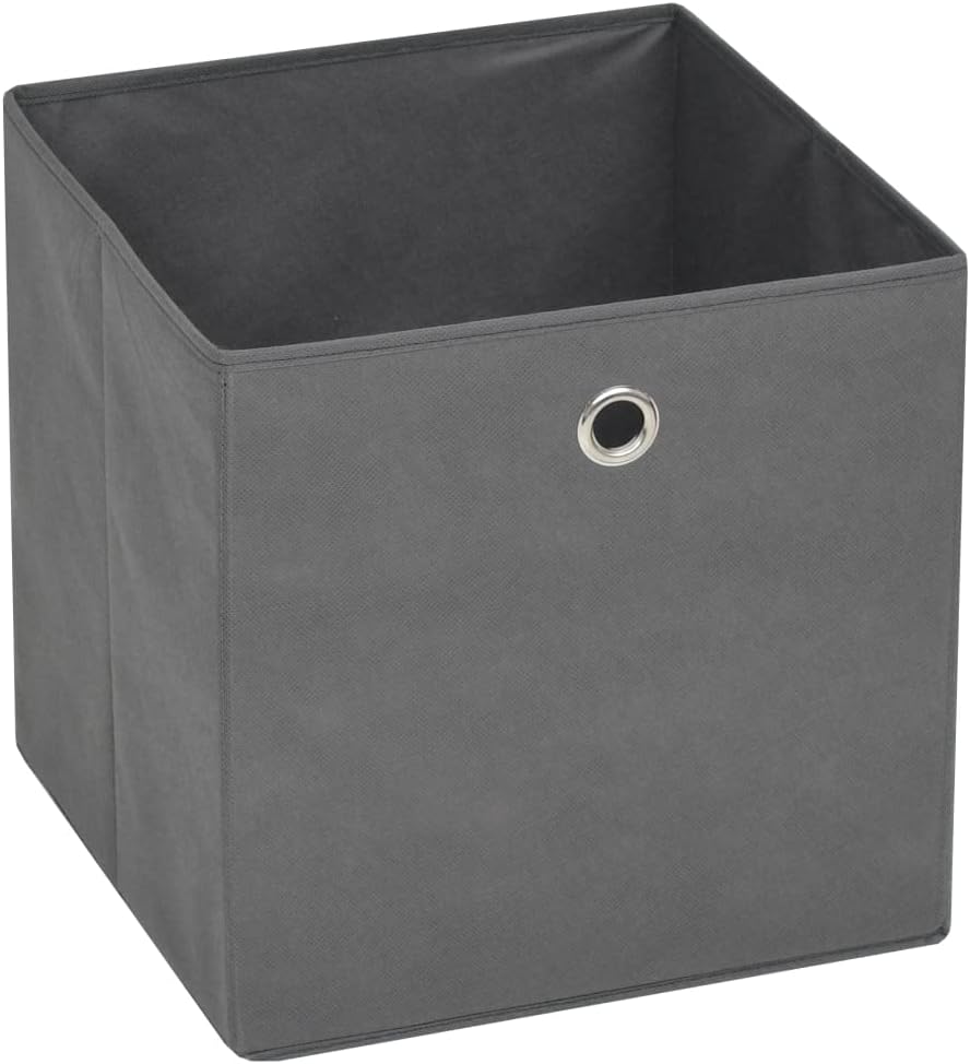 Storage Box Set of 4, 12.6 Inch Square Fabric Organizer Bins for Closet, Bedroom, Nursery, Collapsible Grey Storage Containers for Clothes and Accessories