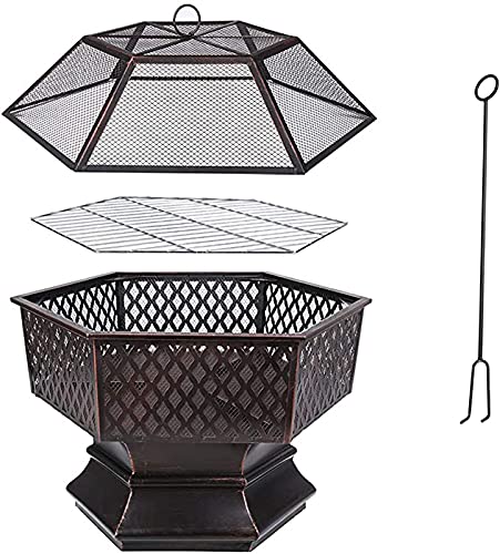 ZJFHEYUO Chimenea de leña para Patio, jardín, Parrilla para Barbacoa, fogón, 2 en 1