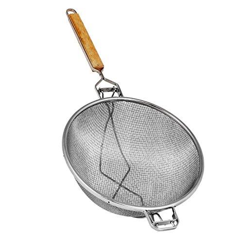 Excellante Reinforced Double Mesh Strainer with Fine Flat Handle Wooden Handle Double Fine 1375