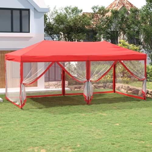 Xichuzi Carpa para Fiestas Plegable con Paredes Laterales Rojo 3x6 m, Carpa Playa, Cenador, Toldos Playa, Pergola Playa, Toldo Exterior, Pergolas De Jardin - 93555