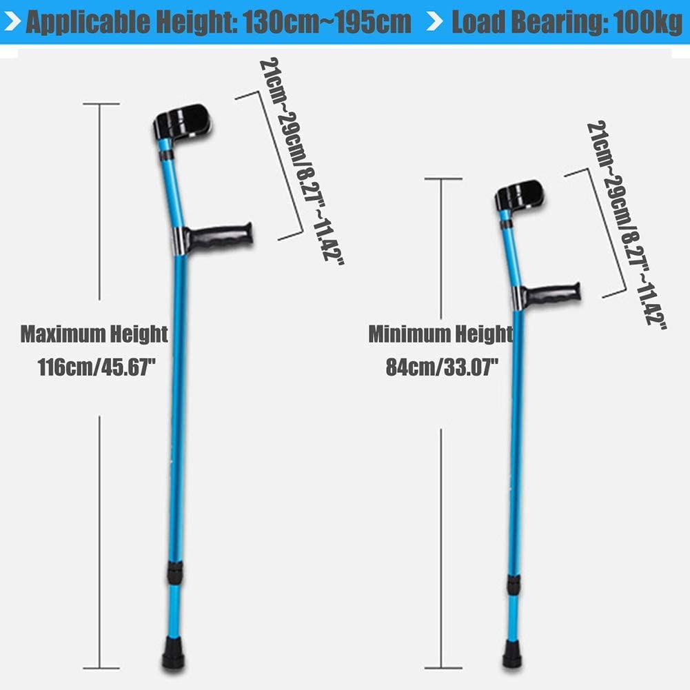 Stampelle per avambraccio Stampelle pieghevoli doppie regolabili regolabili, Bastone da passeggio per polsino aperto ascellare gomito ascellare, Supporto per stampella in alluminio leggero Aiuto per