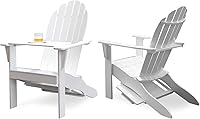 Vista 1 de Cambridge Casual Silla Adirondack Magnolia de madera maciza, 2 piezas, con mesa de bandeja, color blanco