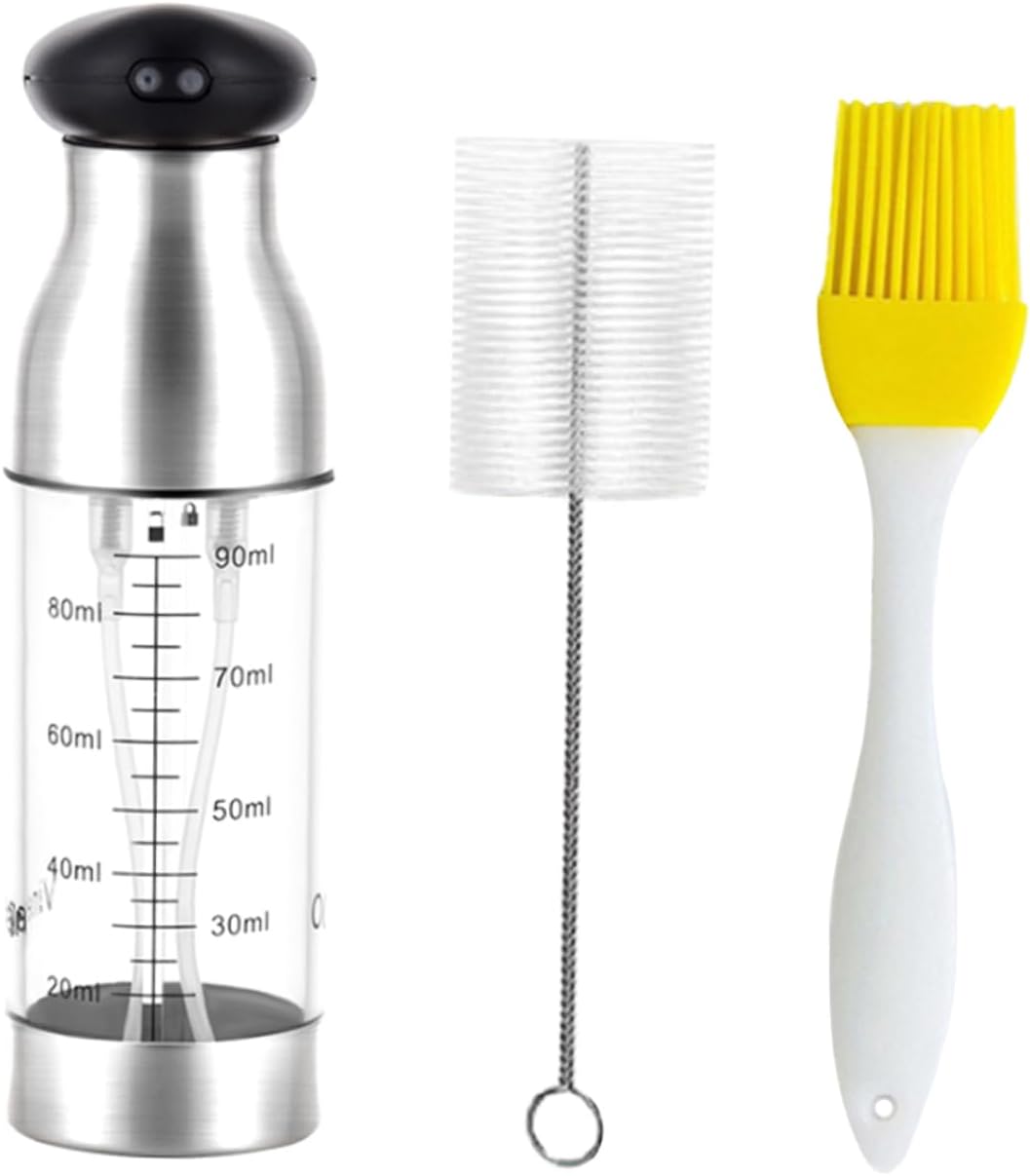 Cooking Oil Spray Bottle Oil Vinegar Dispenser Stainless Steel Press Type for Bbq Kitchen Use