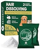Seedshub Pet Hair Remover for Laundry - Hair Dissolving Laundry Powder, Laundry Detergent & Stain Remover for Clothes, Dog Hair Remover, Cat Hair Remover, 60% Pet Hair Dissolving Rate, 2 Sachets