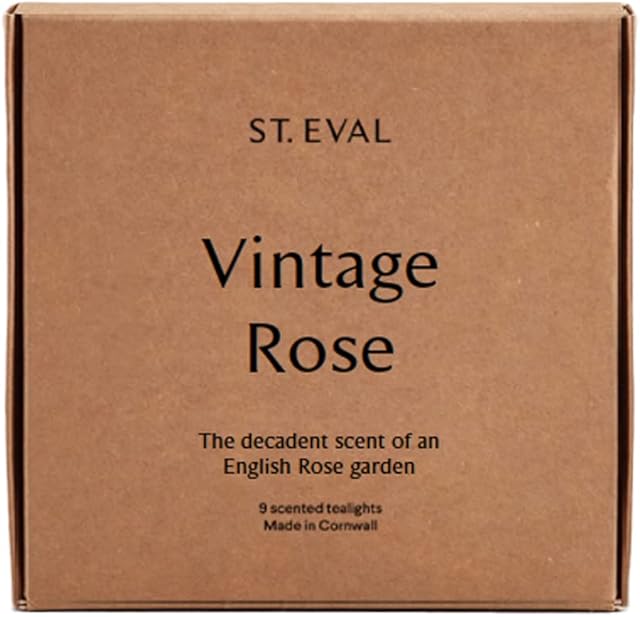 St. Eval Vintage Rose - Scented Tealights - Candle - Refreshing Fragrance - A Delicate Rose Scent with Notes of Geranium, Violet and Amber - Made in Cornwall - Pack of 9