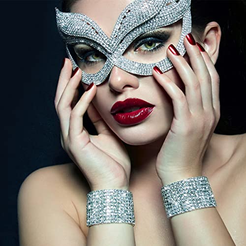 Mandala Crafts Faux Diamond Bling Wrap, Faux Rhinestone Crystal Mesh Ribbon Roll For Wedding, Party, Centerpiece, Cake, Vase Sparkling Decoration (Flower Pattern 4 Inches 10 Yards, Silver) #TOP5