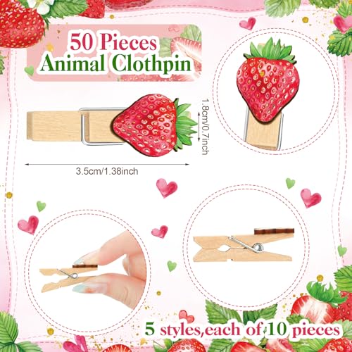Image of Patelai 321 Pcs Strawberry Baby Shower Decorations, 5 Set Cards Pencils Clothespins