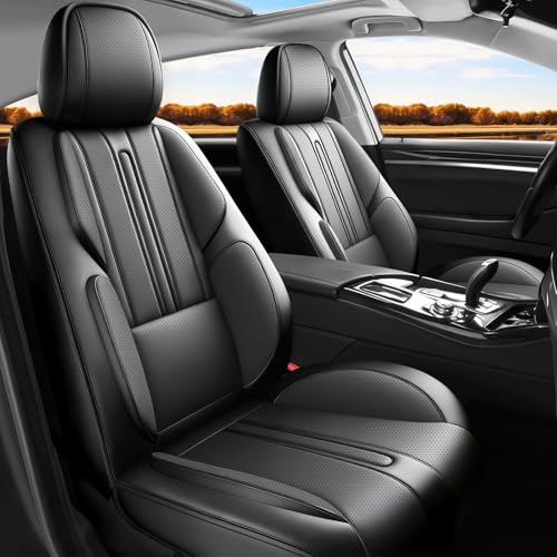 Kaomim Fit Tucson Car Seat Covers (5 Seats Full Set) Compatible with Hyundai Tucson 2010-2025 2026-Full Coverage Breathable Leather, Airbag Compatible, Waterproof & All-Weather, Easy to Install,Black