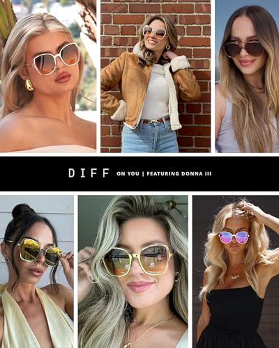 DIFF Donna III Oversized Sunglasses for Women UV400 Protection, Lightweight Wire Vintage3
