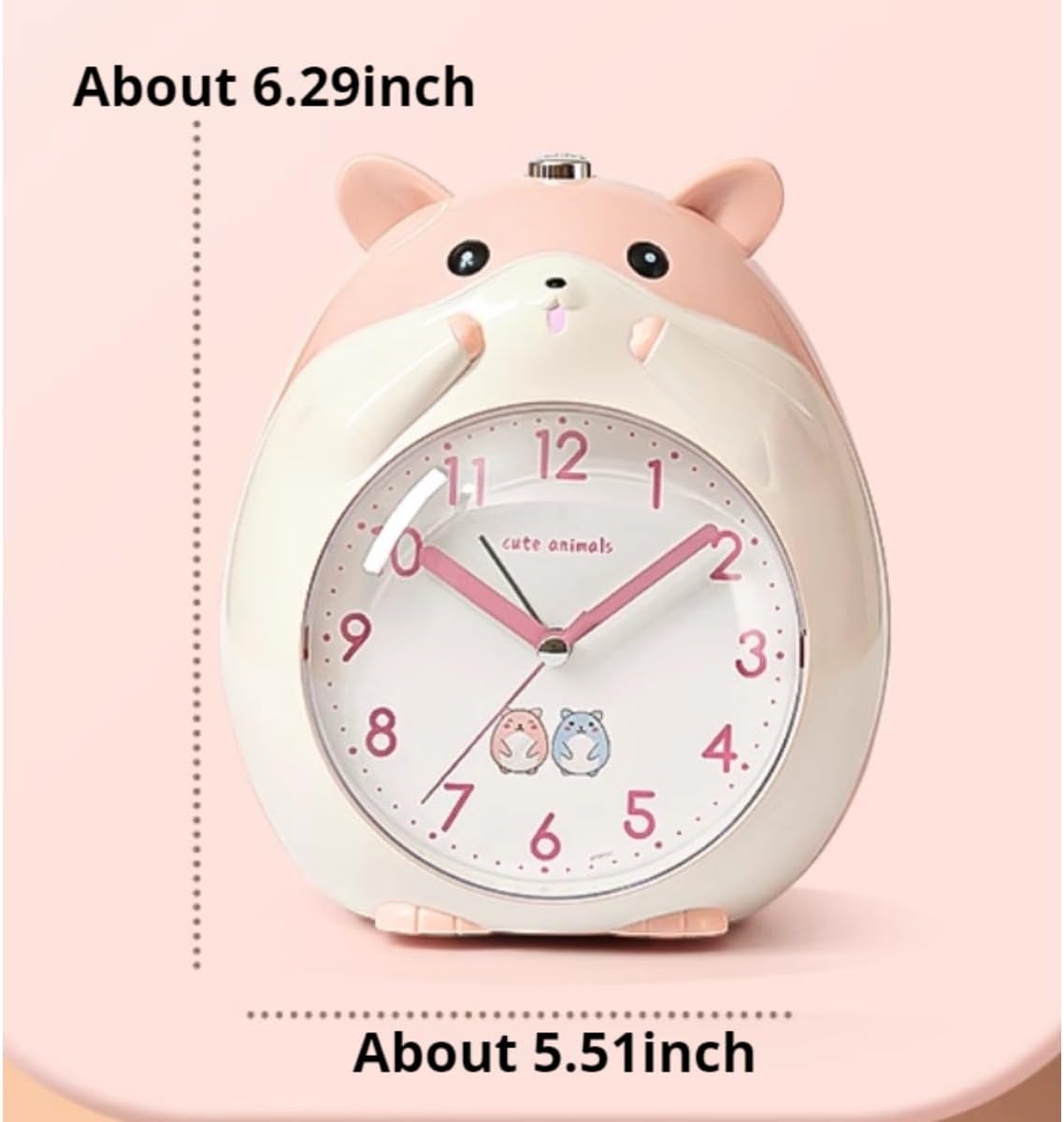 Kids Alarm Clock Hamster Alarm Clock for Kids Bedroom, Cute Cartoon Bedside Clock Children's Sleep Trainier, Wake Up for Boys Girls Birthday Gifts (Yellow)