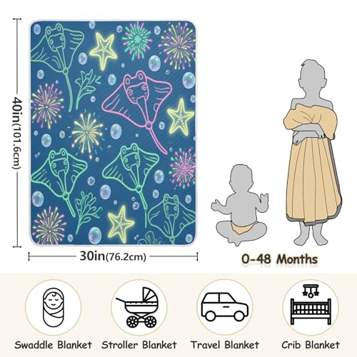 Custom Ocean Animal Manta Ray Starfish Colorful Blanket for Baby Girl Cozy Custom Print cat Blankets for Kids for Girls or Boys 30x40in articulos para Bebes recien nacidos ni?a3
