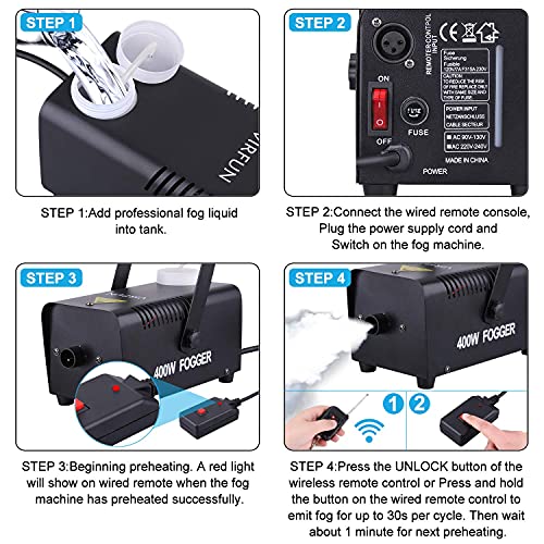 Virfun Fog Machine, Smoke Machine With Wireless&Wired Remote Control For Parties Halloween Wedding And Stage Effect, 400W #TOP3