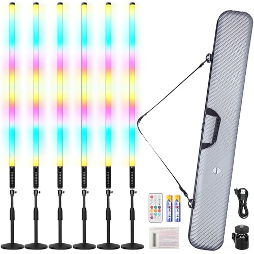 6-Pack Rechargeable RGB Tube Lights for Events