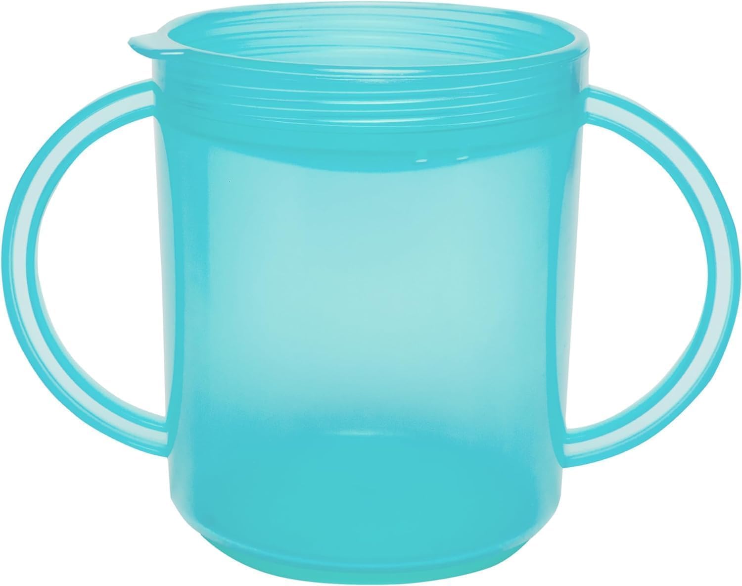 TalkTools Recessed Lid Cup with Handles – Leak Proof | Promotes Oral Motor Skills, Lip Closure, and Self Feeding | Alternative to Sippy Bottle | Food Grade Materials | Dishwasher Safe (Light Blue)