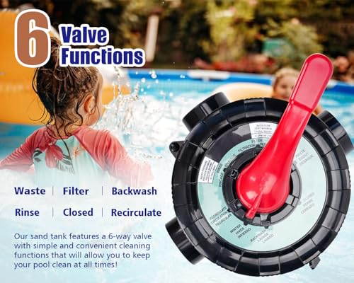 CIPU 6-Way Multiport Pool Valve Replacement for Sand Filter Systems, Multiport Valve with Filter, Backwash, Rinse, Waste, Recirculate, Closed Settings, Handle Sand Filter Valve for Above Ground Pools by CIPU - Used condition - Image 3