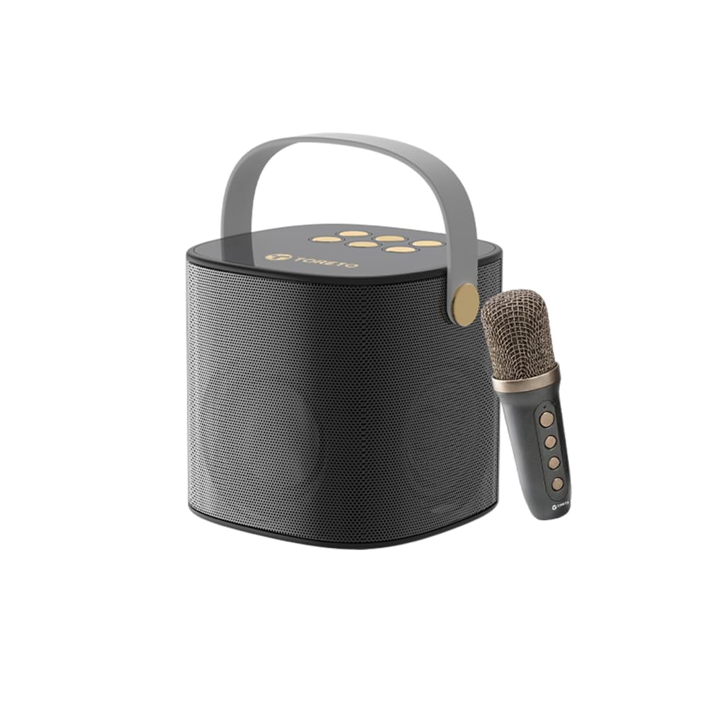 Toreto Wireless Bluetooth Speaker 10W with Wireless Karaoke Mic, 6H Playtime, Voice Changing Feature, Deep Bass, USB, TWS, AUX, BT5.3/TF Card, Outdoor Speaker with Carrying Strap (Jukebox, Black)-image-21